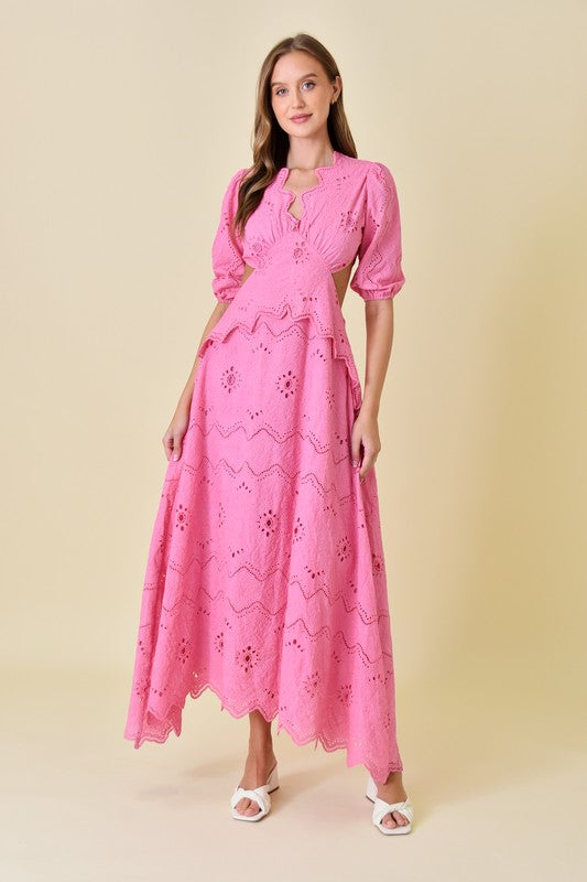 Pink Puff Shoulder Dress