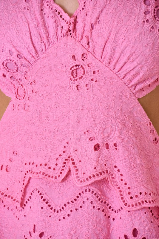 Pink Puff Shoulder Dress