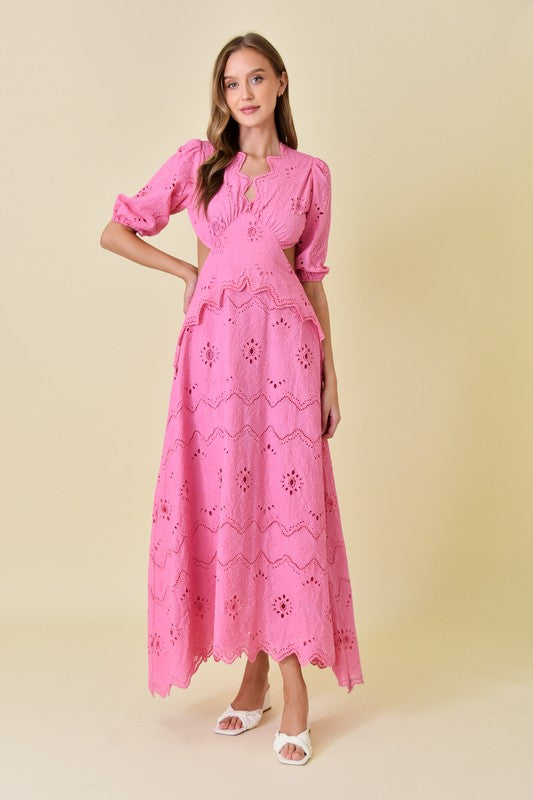 Pink Puff Shoulder Dress