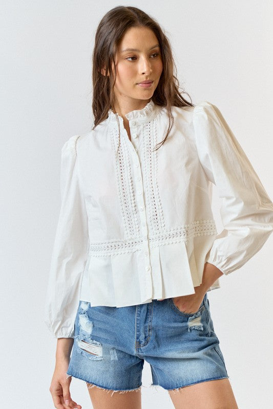 White Ruffle Top