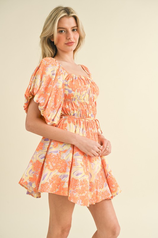 Orange Floral Dress