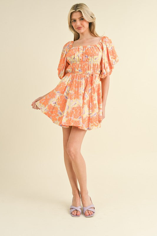 Orange Floral Dress