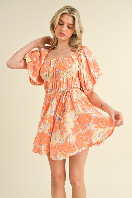 Orange Floral Dress