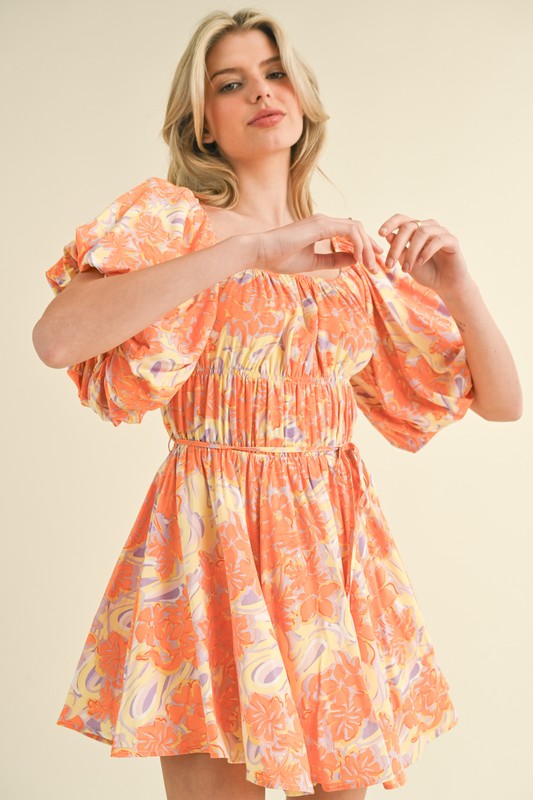 Orange Floral Dress