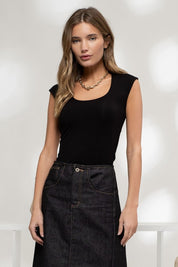 Black Seamless Sleeveless Knit Top