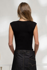 Black Seamless Sleeveless Knit Top