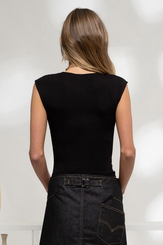 Black Seamless Sleeveless Knit Top