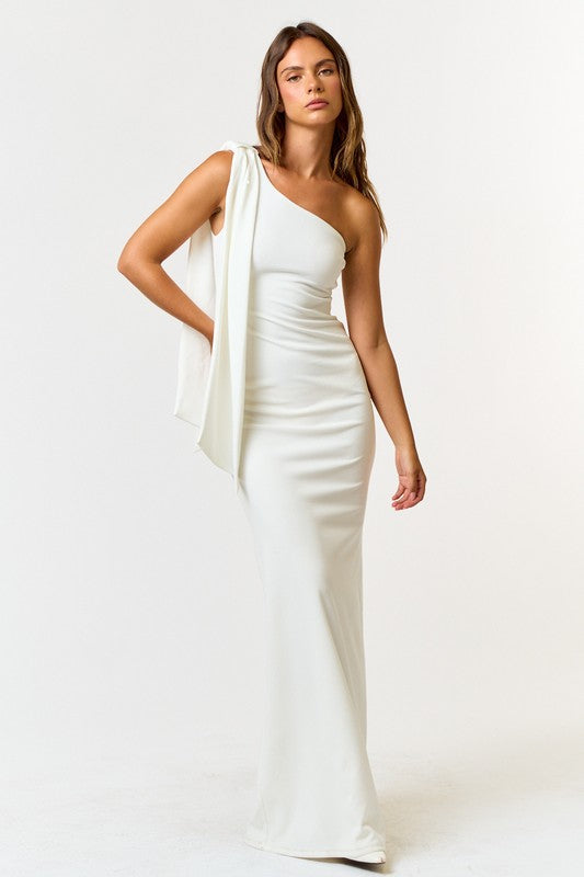 White One Shoulder Maxi Dress