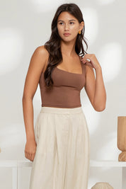 Brown Squared Tank Top