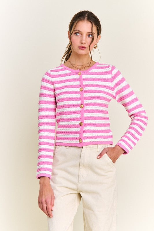 Pink Stripe Cardigan