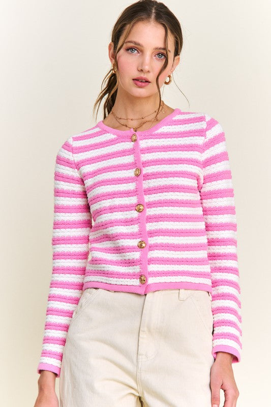 Pink Stripe Cardigan