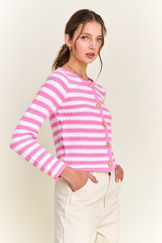 Pink Stripe Cardigan