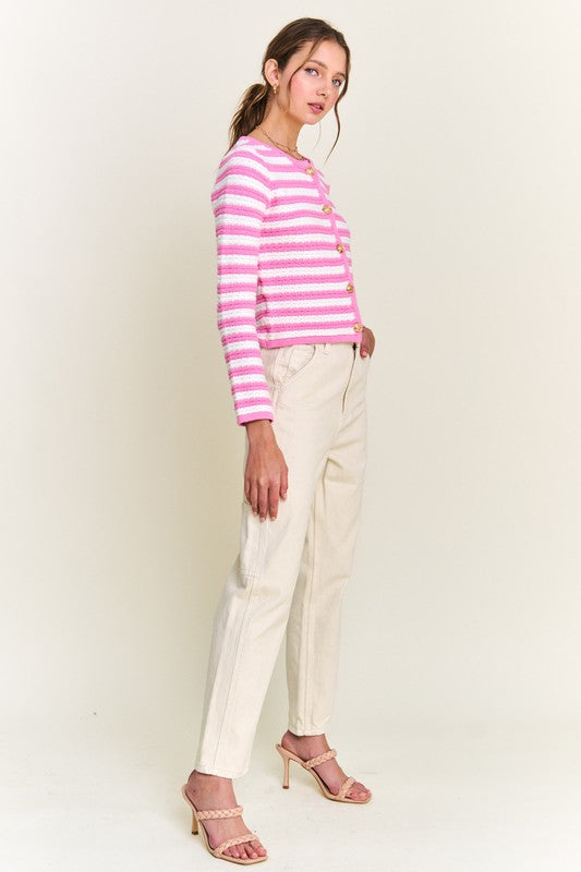 Pink Stripe Cardigan