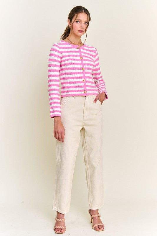 Pink Stripe Cardigan