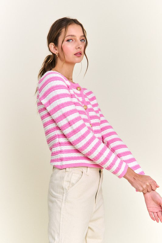 Pink Stripe Cardigan