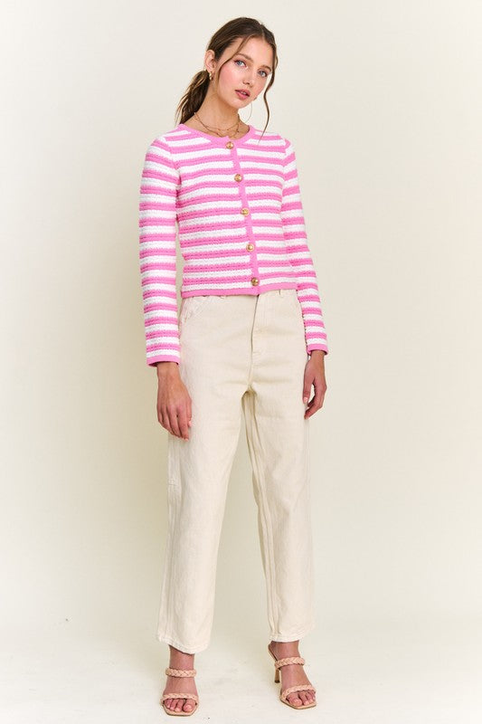 Pink Stripe Cardigan