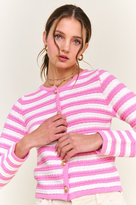 Pink Stripe Cardigan