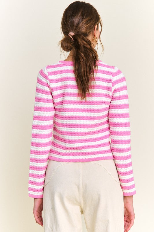 Pink Stripe Cardigan