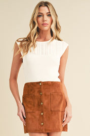 White Taria High Neck Tank