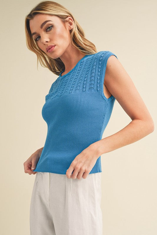 Blue Taria High Neck Tank