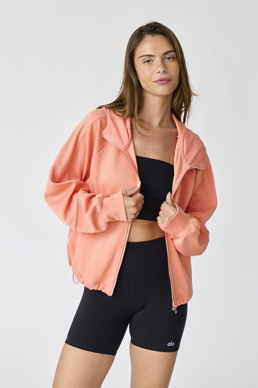 Coral Emma Oversized Full-Zip Hoodie