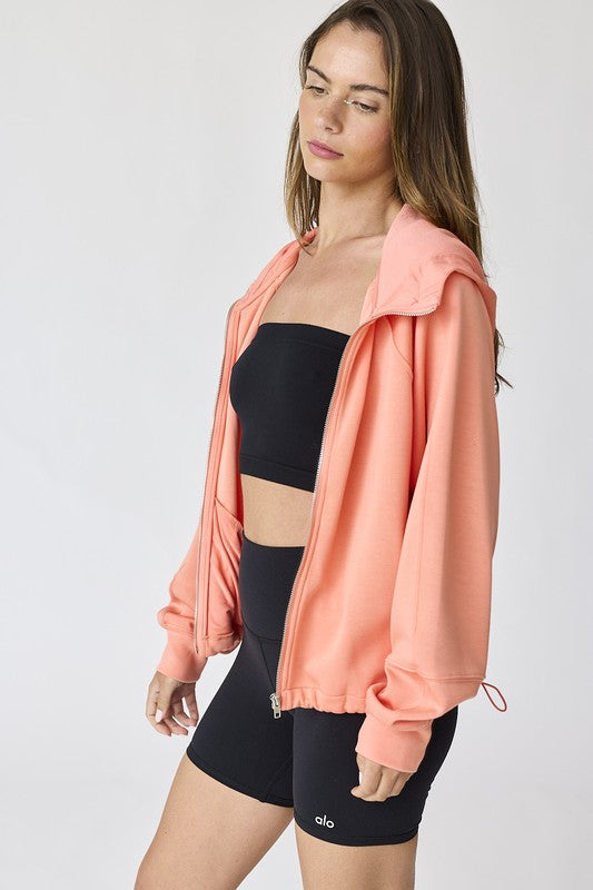 Coral Emma Oversized Full-Zip Hoodie