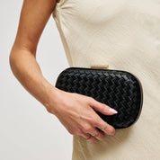 Black Woven Oval Evening Bag