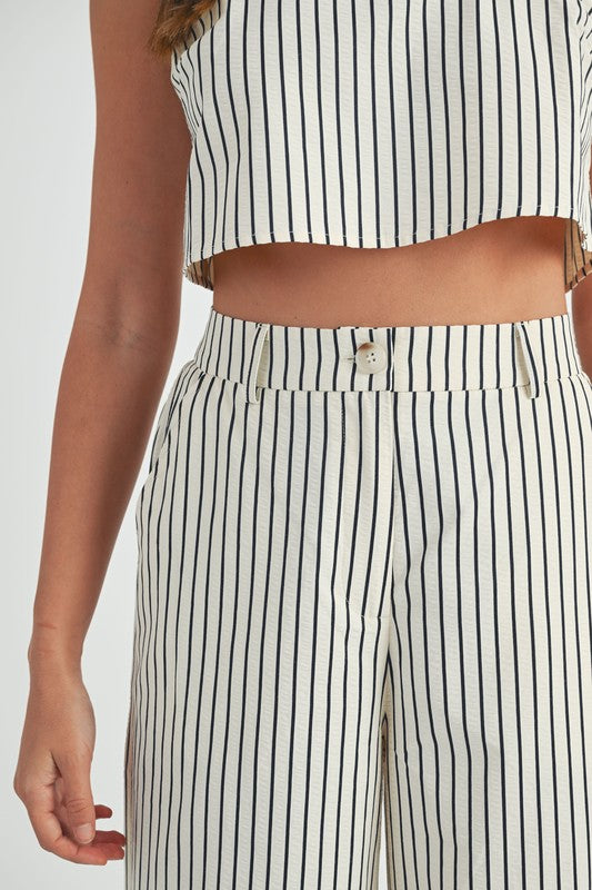 Cream Striped Pants Set