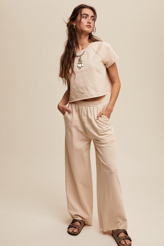 Natural Tee & Wide Leg Pants Set