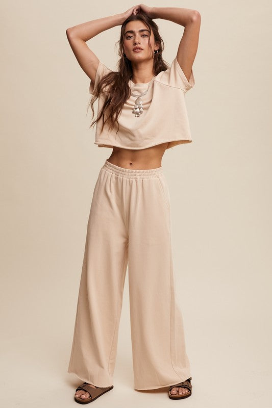 Natural Tee & Wide Leg Pants Set