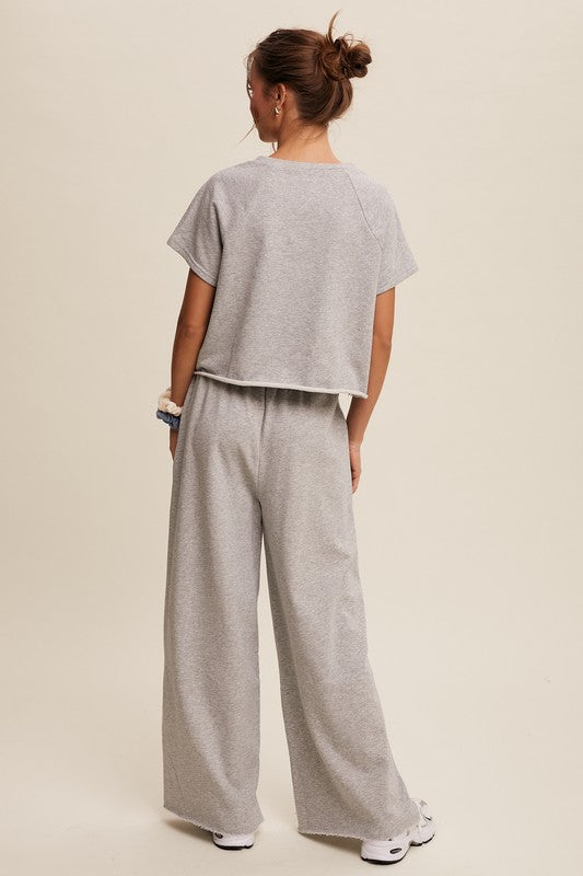 Gray Tee & Wide Leg Pants Set