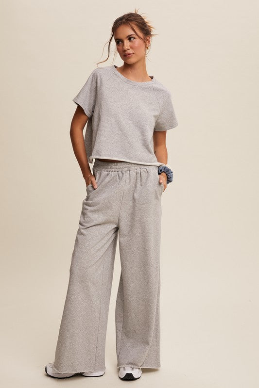 Gray Tee & Wide Leg Pants Set