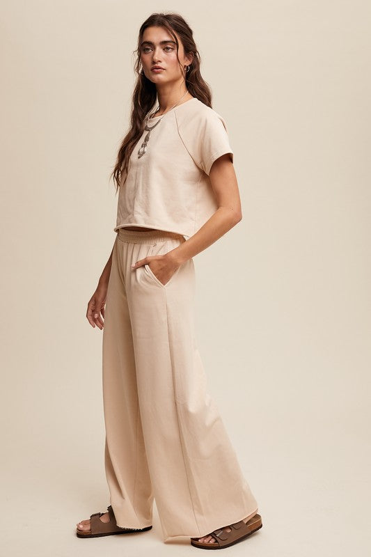 Natural Tee & Wide Leg Pants Set