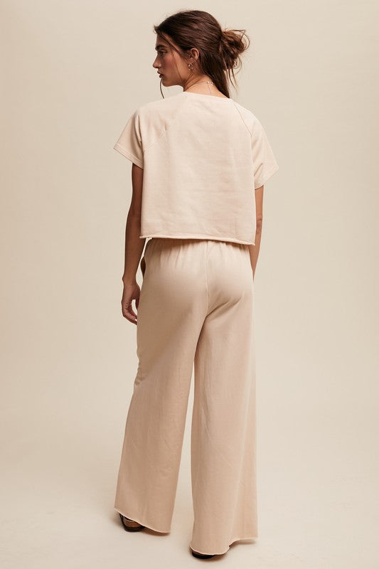 Natural Tee & Wide Leg Pants Set