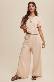 Natural Tee & Wide Leg Pants Set