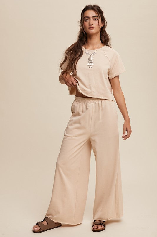 Natural Tee & Wide Leg Pants Set