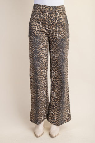 Leopard Print Flare Jeans