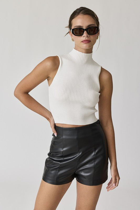 Ivory Crop Mock Neck Top