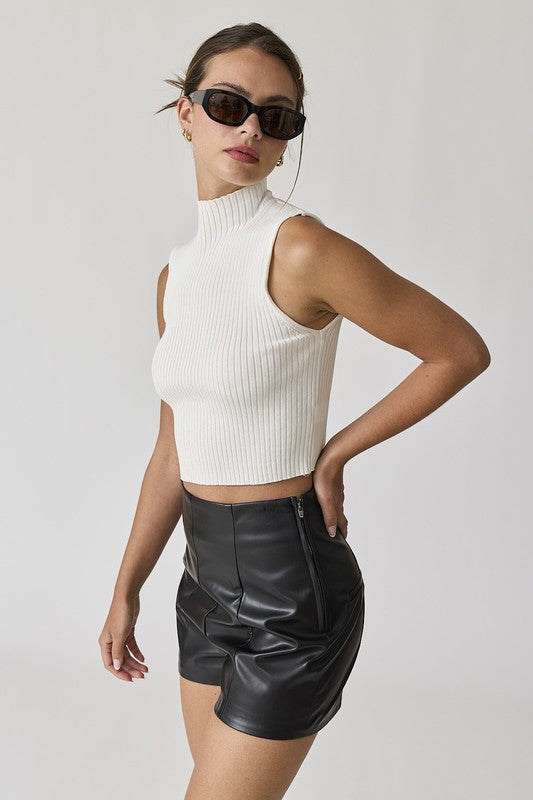 Ivory Crop Mock Neck Top