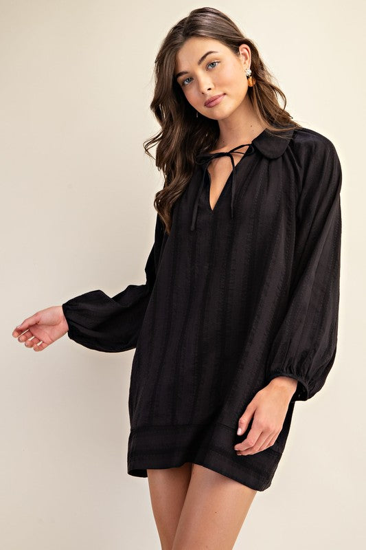 Black Balloon Sleeve Dress