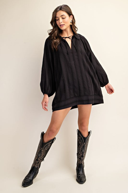 Black Balloon Sleeve Dress