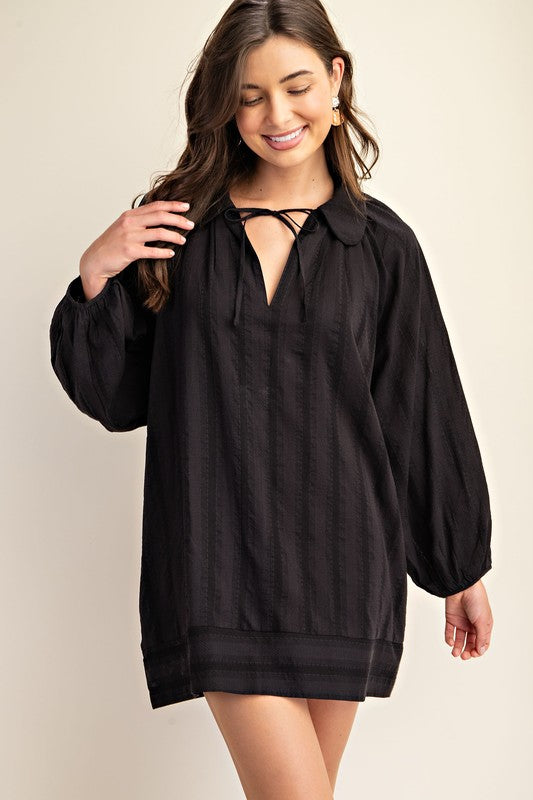 Black Balloon Sleeve Dress