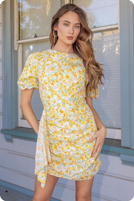 Yellow Ruched Dress