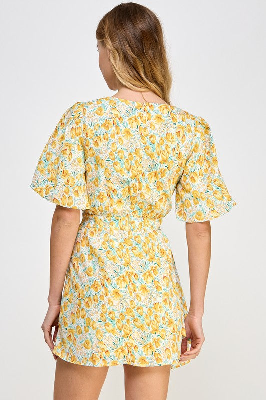 Yellow Ruched Dress