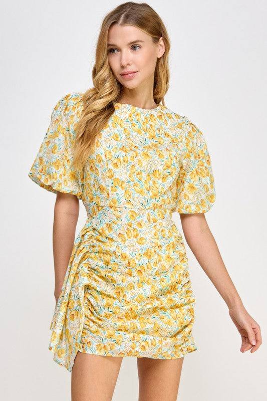 Yellow Ruched Dress