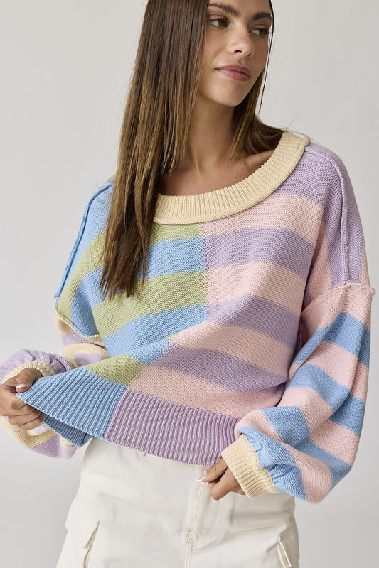 Multicolor Striped Knit Pullover