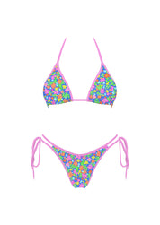 Pink Floral Tie Bikini Set