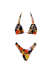 Black Floral Bikini Set