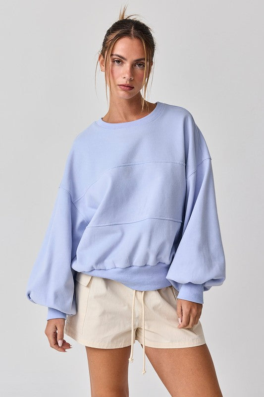 Blue Aubrey Washed Oversized Top