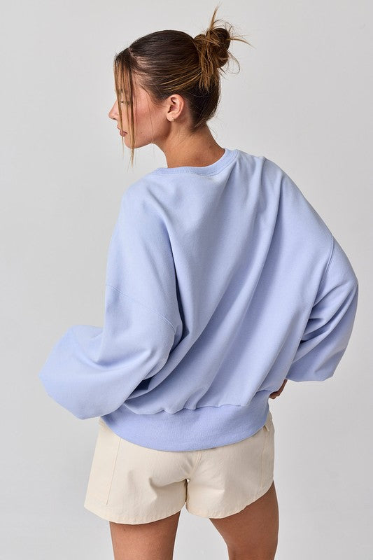 Blue Aubrey Washed Oversized Top